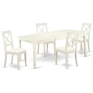 This dining table is the appropriate furniture for your dining room or your kitchen area. The table comes with 4 faux leather seat chairs. You can also add four more chairs and expand the seating capacity to 8