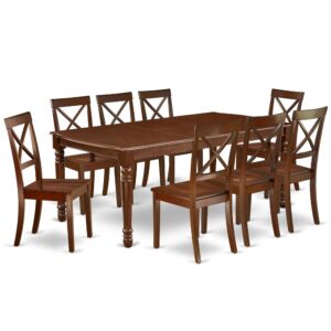 The DOBO9-MAH-W dining set facilitates an affectionate family feeling. A comfortable and classy Mahogany color offers any dining area a relaxing and friendly feel with the rectangular kitchen table. This well-designed and comfortable dining table may be used for hours at a time. This wonderful smooth Mahogany dinette table makes a really good addition for all kitchen space and corresponds all sorts of dining-room concepts. The dinette table is created from prime quality rubber wood known as Asian Hardwood. No heat treated pressured wood like MDF