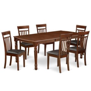The DOCA7-MAH-LC dining set facilitates an affectionate family feeling. A comfortable and classy Mahogany color offers any dining area a relaxing and friendly feel with the rectangular kitchen table. This well-designed and comfortable dining table may be used for hours at a time. This wonderful smooth Mahogany dinette table makes a really good addition for all kitchen space and corresponds all sorts of dining-room concepts. The dinette table is created from prime quality rubber wood known as Asian Hardwood. No heat treated pressured wood like MDF