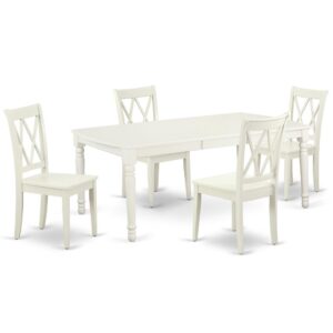 The DOCL5-LWH-W dining set facilitates an affectionate family feeling. A comfortable and luxurious Linen White color offers any dining area a relaxing and friendly feel with the rectangular kitchen table. With a soft rounded bevel at the edge of the table top