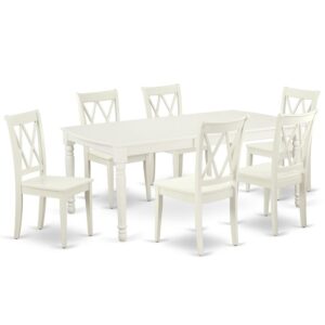 The DOCL7-LWH-W dining set facilitates an affectionate family feeling. A comfortable and luxurious Linen White color offers any dining area a relaxing and friendly feel with the rectangular kitchen table. With a soft rounded bevel at the edge of the table top
