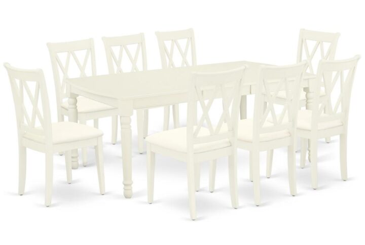 Quality is made attainable with this exclusive DOCL9-LWH-C dining set includes a rectangular dinette table and eight dining chairs. The dining table can fit maximum of 8 people in the dining area. The table's 4 straight leg support brings a simple and breezy style to any space