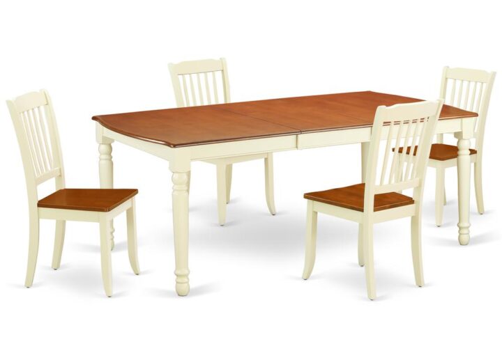 This particular DODA5-BMK-W glossy traditional dinette sets are amazingly created and greatly improved using Buttermilk and Cherry color. A comfy and luxurious Buttermilk and Cherry color offers any dining area a relaxing and friendly feel with the rectangular table. With a soft rounded bevel at the edge of the table top
