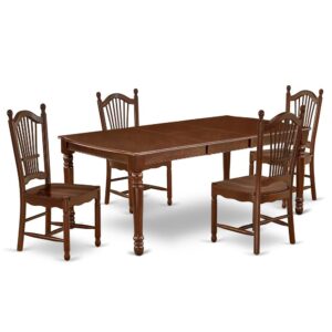 The DODO5-MAH-W dining set facilitates an affectionate family feeling. A comfortable and classy Mahogany color offers any dining area a relaxing and friendly feel with the rectangular kitchen table. This well-designed and comfortable dining table may be used for hours at a time. This wonderful smooth Mahogany dinette table makes a really good addition for all kitchen space and corresponds all sorts of dining-room concepts. The dinette table is created from prime quality rubber wood known as Asian Hardwood. No heat treated pressured wood like MDF