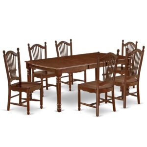 The DODO7-MAH-W dining set facilitates an affectionate family feeling. A comfortable and classy Mahogany color offers any dining area a relaxing and friendly feel with the rectangular kitchen table. This well-designed and comfortable dining table may be used for hours at a time. This wonderful smooth Mahogany dinette table makes a really good addition for all kitchen space and corresponds all sorts of dining-room concepts. The dinette table is created from prime quality rubber wood known as Asian Hardwood. No heat treated pressured wood like MDF