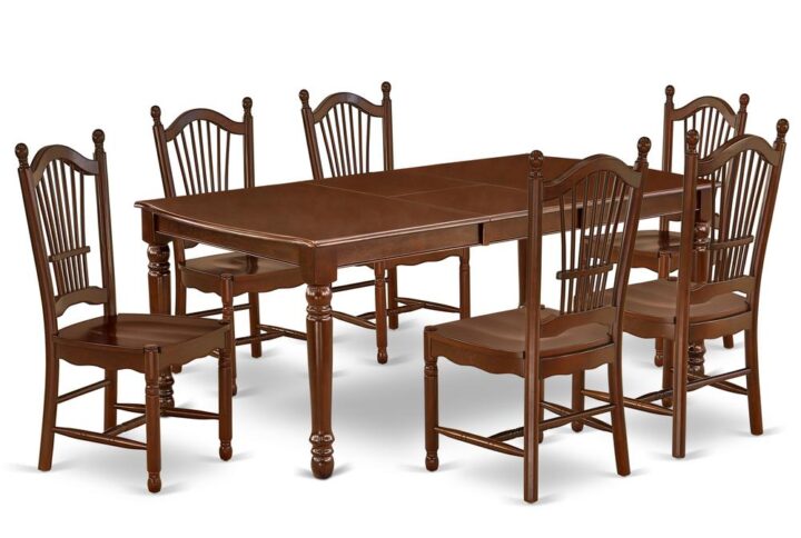 The DODO7-MAH-W dining set facilitates an affectionate family feeling. A comfortable and classy Mahogany color offers any dining area a relaxing and friendly feel with the rectangular kitchen table. This well-designed and comfortable dining table may be used for hours at a time. This wonderful smooth Mahogany dinette table makes a really good addition for all kitchen space and corresponds all sorts of dining-room concepts. The dinette table is created from prime quality rubber wood known as Asian Hardwood. No heat treated pressured wood like MDF