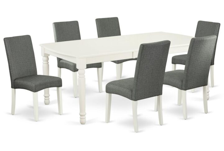 The luxurious DODR7-LWH-07 dining set facilitates an affectionate family feeling. A comfortable and smooth Linen White color offers any dining area a relaxing and friendly feel with the rectangular kitchen table. This well-designed and comfortable kitchen table may be used for hours at a time. This wonderful slick Linen White dinette table makes a really good addition for all kitchen space and corresponds all sorts of dining-room concepts. 100% solid wood from table top to table legs. No heat treated pressured wood like MDF