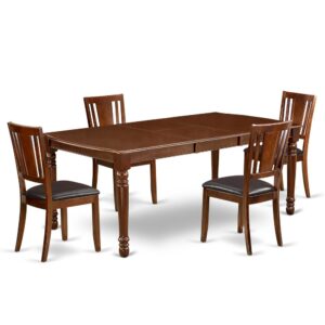 The DODU5-MAH-LC dining set facilitates an affectionate family feeling. A comfortable and classy Mahogany color offers any dining area a relaxing and friendly feel with the rectangular kitchen table. This well-designed and comfortable dining table may be used for hours at a time. This wonderful smooth Mahogany dinette table makes a really good addition for all kitchen space and corresponds all sorts of dining-room concepts. The dinette table is created from prime quality rubber wood known as Asian Hardwood. No heat treated pressured wood like MDF
