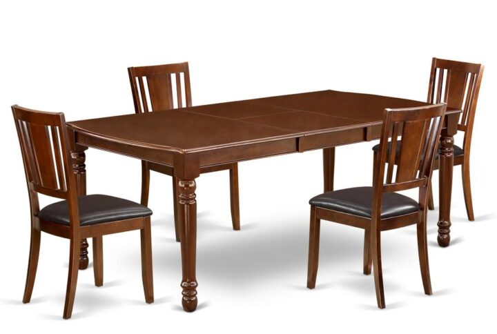 The DODU5-MAH-LC dining set facilitates an affectionate family feeling. A comfortable and classy Mahogany color offers any dining area a relaxing and friendly feel with the rectangular kitchen table. This well-designed and comfortable dining table may be used for hours at a time. This wonderful smooth Mahogany dinette table makes a really good addition for all kitchen space and corresponds all sorts of dining-room concepts. The dinette table is created from prime quality rubber wood known as Asian Hardwood. No heat treated pressured wood like MDF