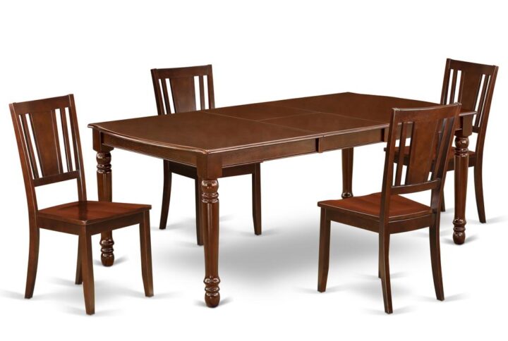 The DODU5-MAH-W dining set facilitates an affectionate family feeling. A comfortable and classy Mahogany color offers any dining area a relaxing and friendly feel with the rectangular kitchen table. This well-designed and comfortable dining table may be used for hours at a time. This wonderful smooth Mahogany dinette table makes a really good addition for all kitchen space and corresponds all sorts of dining-room concepts. The dinette table is created from prime quality rubber wood known as Asian Hardwood. No heat treated pressured wood like MDF
