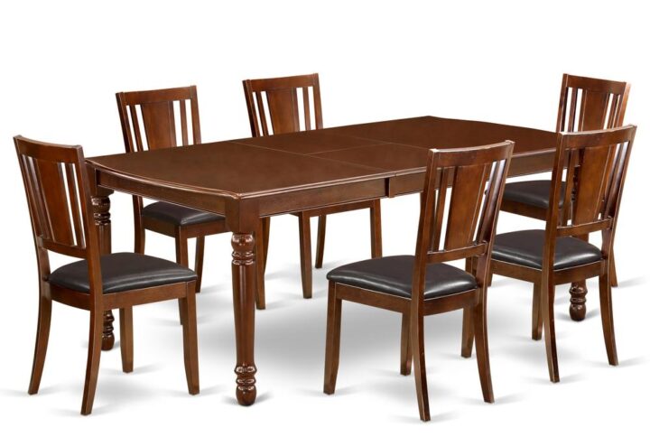 The DODU7-MAH-LC dining set facilitates an affectionate family feeling. A comfortable and classy Mahogany color offers any dining area a relaxing and friendly feel with the rectangular kitchen table. This well-designed and comfortable dining table may be used for hours at a time. This wonderful smooth Mahogany dinette table makes a really good addition for all kitchen space and corresponds all sorts of dining-room concepts. The dinette table is created from prime quality rubber wood known as Asian Hardwood. No heat treated pressured wood like MDF