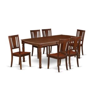 The DODU7-MAH-W dining set facilitates an affectionate family feeling. A comfortable and classy Mahogany color offers any dining area a relaxing and friendly feel with the rectangular kitchen table. This well-designed and comfortable dining table may be used for hours at a time. This wonderful smooth Mahogany dinette table makes a really good addition for all kitchen space and corresponds all sorts of dining-room concepts. The dinette table is created from prime quality rubber wood known as Asian Hardwood. No heat treated pressured wood like MDF