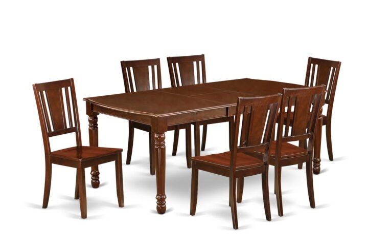 The DODU7-MAH-W dining set facilitates an affectionate family feeling. A comfortable and classy Mahogany color offers any dining area a relaxing and friendly feel with the rectangular kitchen table. This well-designed and comfortable dining table may be used for hours at a time. This wonderful smooth Mahogany dinette table makes a really good addition for all kitchen space and corresponds all sorts of dining-room concepts. The dinette table is created from prime quality rubber wood known as Asian Hardwood. No heat treated pressured wood like MDF
