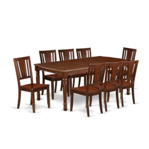 The DODU9-MAH-W dining set facilitates an affectionate family feeling. A comfortable and classy Mahogany color offers any dining area a relaxing and friendly feel with the rectangular kitchen table. This well-designed and comfortable dining table may be used for hours at a time. This wonderful smooth Mahogany dinette table makes a really good addition for all kitchen space and corresponds all sorts of dining-room concepts. The dinette table is created from prime quality rubber wood known as Asian Hardwood. No heat treated pressured wood like MDF