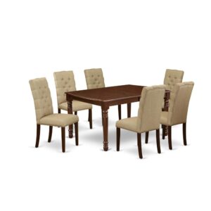 EAST WEST FURNITURE 7-PIECE KITCHEN DINING TABLE SET 6 FANTASTIC DINING CHAIRS AND RECTANGULAR DINING TABLE
