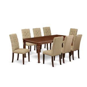 EAST WEST FURNITURE 9-PC KITCHEN DINING TABLE SET 8 GORGEOUS DINING ROOM CHAIRS AND RECTANGULAR DINING TABLE