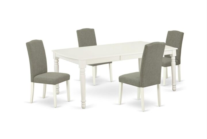 The DOEN5-LWH-06 dining set facilitates an affectionate family feeling. A comfortable and luxurious Linen White color offers any dining area a relaxing and friendly feel with the rectangular kitchen table. This well-designed and comfortable dining table may be used for hours at a time. This wonderful slick Linen White dinette table makes a really good addition for all kitchen space and corresponds all sorts of dining-room concepts. The dinette table is created from prime quality rubber wood known as Asian Hardwood. This simple but charming Parson chair will add ambiance and style to your dining-room. Give your home a pop of chic style with this must-have Parsons chair. A contemporary twist on a classic design