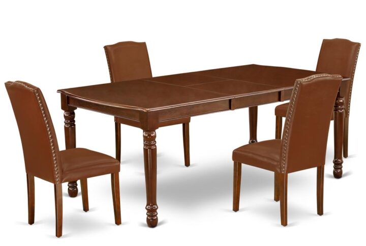 The DOEN5-MAH-66 dining set facilitates an affectionate family feeling. A comfortable and classy Mahogany color offers any dining area a relaxing and friendly feel with the rectangular kitchen table. This well-designed and comfortable dining table may be used for hours at a time. This wonderful smooth Mahogany dinette table makes a really good addition for all kitchen space and corresponds all sorts of dining-room concepts. The dinette table is created from prime quality rubber wood known as Asian Hardwood. No heat treated pressured wood like MDF