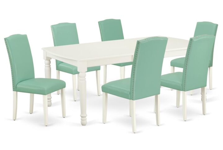 The DOEN7-LWH-57 dining set facilitates an affectionate family feeling. A comfortable and luxurious Linen White color offers any dining area a relaxing and friendly feel with the rectangular kitchen table. This well-designed and comfortable dining table may be used for hours at a time. This wonderful slick Linen White dinette table makes a really good addition for all kitchen space and corresponds all sorts of dining-room concepts. The dinette table is created from prime quality rubber wood known as Asian Hardwood. This simple but charming Parson chair will add ambiance and style to your dining-room. Give your home a pop of chic style with this must-have Parson chair. A contemporary twist on a classic design