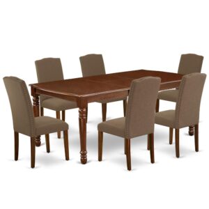 The DOEN7-MAH-18 dining set facilitates an affectionate family feeling. A comfortable and classy Mahogany color offers any dining area a relaxing and friendly feel with the rectangular kitchen table. This well-designed and comfortable dining table may be used for hours at a time. This wonderful smooth Mahogany dinette table makes a really good addition for all kitchen space and corresponds all sorts of dining-room concepts. The dinette table is created from prime quality rubber wood known as Asian Hardwood. No heat treated pressured wood like MDF
