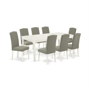The DOEN9-LWH-06 dining set facilitates an affectionate family feeling. A comfortable and luxurious Linen White color offers any dining area a relaxing and friendly feel with the rectangular kitchen table. This well-designed and comfortable dining table may be used for hours at a time. This wonderful slick Linen White dinette table makes a really good addition for all kitchen space and corresponds all sorts of dining-room concepts. The dinette table is created from prime quality rubber wood known as Asian Hardwood. This simple but charming Parson chair will add ambiance and style to your dining-room. Give your home a pop of chic style with this must-have Parsons chair. A contemporary twist on a classic design