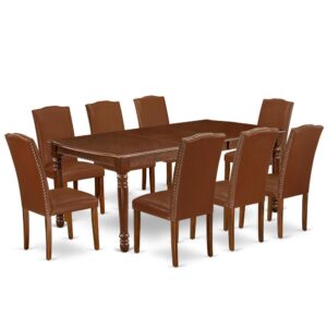 The DOEN9-MAH-66 dining set facilitates an affectionate family feeling. A comfortable and classy Mahogany color offers any dining area a relaxing and friendly feel with the rectangular kitchen table. This well-designed and comfortable dining table may be used for hours at a time. This wonderful smooth Mahogany dinette table makes a really good addition for all kitchen space and corresponds all sorts of dining-room concepts. The dinette table is created from prime quality rubber wood known as Asian Hardwood. No heat treated pressured wood like MDF