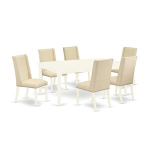 EAST WEST FURNITURE 7-PC KITCHEN TABLE SET 6 BEAUTIFUL PARSON CHAIRS AND RECTANGULAR DINING ROOM TABLE