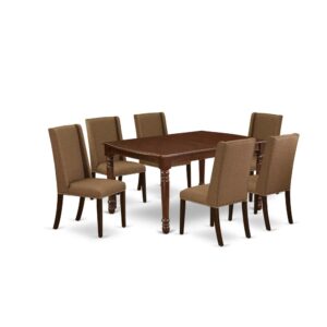 EAST WEST FURNITURE 7-PC DINING TABLE SET 6 GORGEOUS PARSON CHAIR AND RECTANGULAR WOOD DINING TABLE