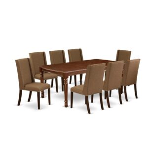EAST WEST FURNITURE 9-PIECE SMALL DINING TABLE SET 8 AMAZING PARSONS CHAIRS AND RACTANGULAR WOOD TABLE