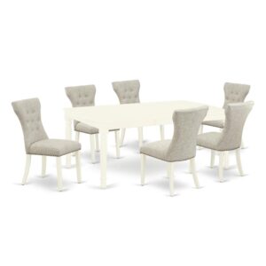 EAST WEST FURNITURE 7-PC DINETTE SET 6 STUNNING PARSONS DINING ROOM CHAIRS AND RECTANGULAR DINNER TABLE