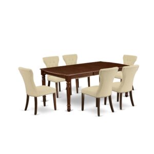 EAST WEST FURNITURE 7-PC DINING ROOM SET 6 FANTASTIC PADDED PARSON CHAIR AND RECTANGULAR MODERN DINING TABLE