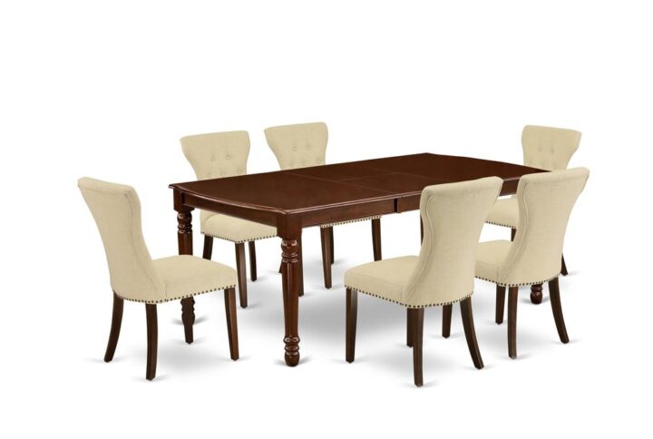 EAST WEST FURNITURE 7-PC DINING ROOM SET 6 FANTASTIC PADDED PARSON CHAIR AND RECTANGULAR MODERN DINING TABLE