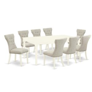 EAST WEST FURNITURE 9-PC DINING SET 8 BEAUTIFUL PARSON CHAIRS AND RECTANGULAR DINING TABLE