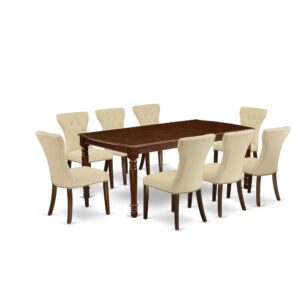 EAST WEST FURNITURE 9-PC DINETTE SET 8 GORGEOUS UPHOLSTERED DINING CHAIRS AND RECTANGULAR DINING ROOM TABLE