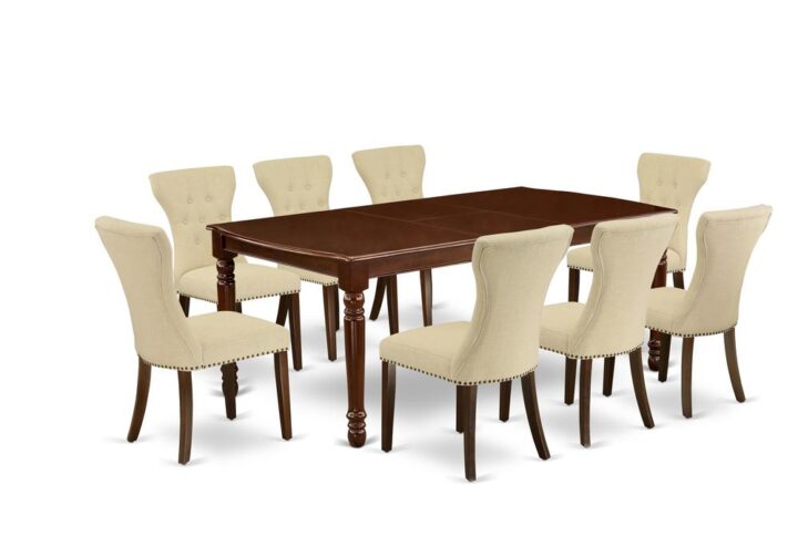 EAST WEST FURNITURE 9-PC DINETTE SET 8 GORGEOUS UPHOLSTERED DINING CHAIRS AND RECTANGULAR DINING ROOM TABLE