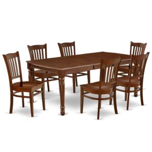 The DOGR7-MAH-W dining set facilitates an affectionate family feeling. A comfortable and classy Mahogany color offers any dining area a relaxing and friendly feel with the rectangular kitchen table. This well-designed and comfortable dining table may be used for hours at a time. This wonderful smooth Mahogany dinette table makes a really good addition for all kitchen space and corresponds all sorts of dining-room concepts. The dinette table is created from prime quality rubber wood known as Asian Hardwood. No heat treated pressured wood like MDF
