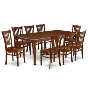 The DOGR9-MAH-W dining set facilitates an affectionate family feeling. A comfortable and classy Mahogany color offers any dining area a relaxing and friendly feel with the rectangular kitchen table. This well-designed and comfortable dining table may be used for hours at a time. This wonderful smooth Mahogany dinette table makes a really good addition for all kitchen space and corresponds all sorts of dining-room concepts. The dinette table is created from prime quality rubber wood known as Asian Hardwood. No heat treated pressured wood like MDF