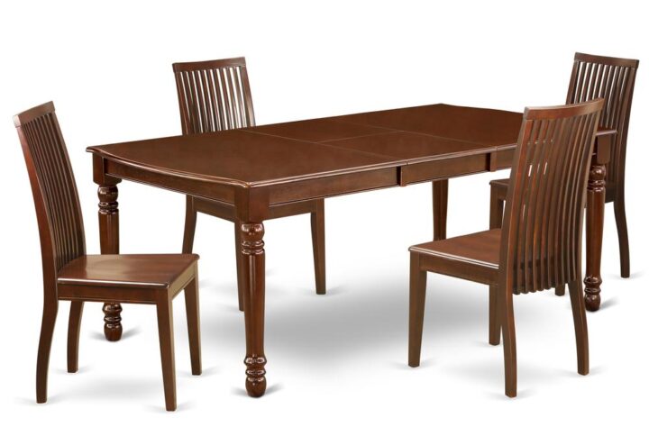 The DOIP5-MAH-W dining set facilitates an affectionate family feeling. A comfortable and classy Mahogany color offers any dining area a relaxing and friendly feel with the rectangular kitchen table. This well-designed and comfortable dining table may be used for hours at a time. This wonderful smooth Mahogany dinette table makes a really good addition for all kitchen space and corresponds all sorts of dining-room concepts. The dinette table is created from prime quality rubber wood known as Asian Hardwood. No heat treated pressured wood like MDF