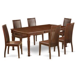 The DOIP7-MAH-W dining set facilitates an affectionate family feeling. A comfortable and classy Mahogany color offers any dining area a relaxing and friendly feel with the rectangular kitchen table. This well-designed and comfortable dining table may be used for hours at a time. This wonderful smooth Mahogany dinette table makes a really good addition for all kitchen space and corresponds all sorts of dining-room concepts. The dinette table is created from prime quality rubber wood known as Asian Hardwood. No heat treated pressured wood like MDF