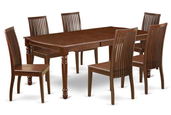 The DOIP7-MAH-W dining set facilitates an affectionate family feeling. A comfortable and classy Mahogany color offers any dining area a relaxing and friendly feel with the rectangular kitchen table. This well-designed and comfortable dining table may be used for hours at a time. This wonderful smooth Mahogany dinette table makes a really good addition for all kitchen space and corresponds all sorts of dining-room concepts. The dinette table is created from prime quality rubber wood known as Asian Hardwood. No heat treated pressured wood like MDF