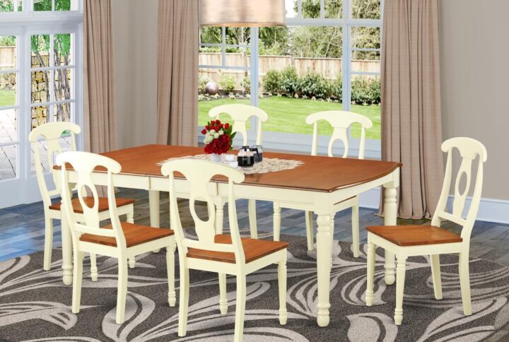 Attractive dining table with set of 6 comfortable kitchen chairs which could be set in your dining area and kitchen. Both