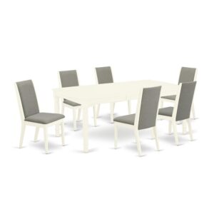 EAST WEST FURNITURE 7-PC DINNING ROOM TABLE SET 6 BEAUTIFUL PARSONS CHAIRS AND RECTANGULAR DINING TABLE