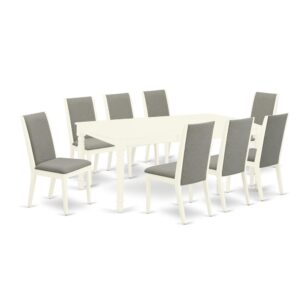 EAST WEST FURNITURE 9-PC MODERN DINING TABLE SET 8 STUNNING KITCHEN PARSON CHAIR AND RECTANGLE TABLE