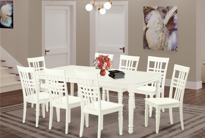 This dining room table is suitable furniture for your dining room or your kitchen area. This dining set includes one dining table and 8 chairs. This dining room table set has been created with rubber wood. Rubber wood gives a tough and eco-friendly appeal. Besides