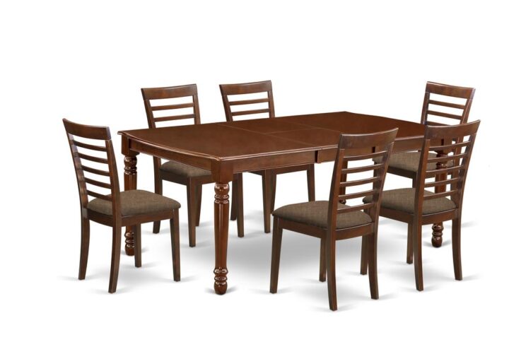 The DOML7-MAH-C dining set facilitates an affectionate family feeling. A comfortable and classy Mahogany color offers any dining area a relaxing and friendly feel with the rectangular kitchen table. This well-designed and comfortable dining table may be used for hours at a time. This wonderful smooth Mahogany dinette table makes a really good addition for all kitchen space and corresponds all sorts of dining-room concepts. The dinette table is created from prime quality rubber wood known as Asian Hardwood. No heat treated pressured wood like MDF