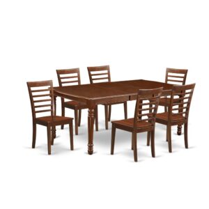 The DOML7-MAH-W dining set facilitates an affectionate family feeling. A comfortable and classy Mahogany color offers any dining area a relaxing and friendly feel with the rectangular kitchen table. This well-designed and comfortable dining table may be used for hours at a time. This wonderful smooth Mahogany dinette table makes a really good addition for all kitchen space and corresponds all sorts of dining-room concepts. The dinette table is created from prime quality rubber wood known as Asian Hardwood. No heat treated pressured wood like MDF