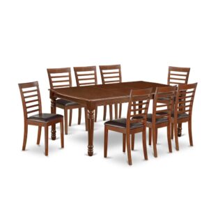 The DOML9-MAH-LC dining set facilitates an affectionate family feeling. A comfortable and classy Mahogany color offers any dining area a relaxing and friendly feel with the rectangular kitchen table. This well-designed and comfortable dining table may be used for hours at a time. This wonderful smooth Mahogany dinette table makes a really good addition for all kitchen space and corresponds all sorts of dining-room concepts. The dinette table is created from prime quality rubber wood known as Asian Hardwood. The traditional style throughout the dinette chair backs give a sense of aesthetic interest to your kitchen area whilst joining together seamlessly vast assortment of decor and decor trends. This amazing Mahogany kitchen chair is appropriate for private household get together and holiday dinners. Kitchen dining chairs are available with faux leather seats to suit taste and desired style. The frame of the dining chairs are engineered to offer a great amount of comfort to your spine and thus reduce the chances of back pain. The durable faux leather seat does not retain moisture