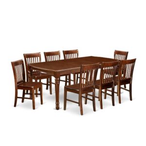 The DONO9-MAH-W dining set facilitates an affectionate family feeling. A comfortable and classy Mahogany color offers any dining area a relaxing and friendly feel with the rectangular kitchen table. This well-designed and comfortable dining table may be used for hours at a time. This wonderful smooth Mahogany dinette table makes a really good addition for all kitchen space and corresponds all sorts of dining-room concepts. The dinette table is created from prime quality rubber wood known as Asian Hardwood. No heat treated pressured wood like MDF