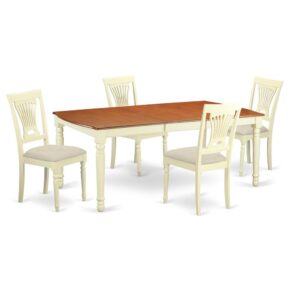 A stunning 5 piece table and chairs set great for any modern or antique house décor. This set comprises the white base and genuine rubber wood top table