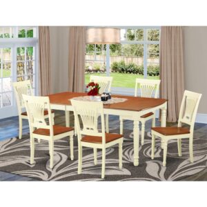 A stunning 7 piece table and chairs set great for any modern or traditional house décor. This amazing set comes with the white base and genuine rubber wood top table